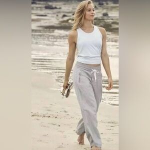 Athleta Cabo Linen Wide Leg Pant in Chambray Blue